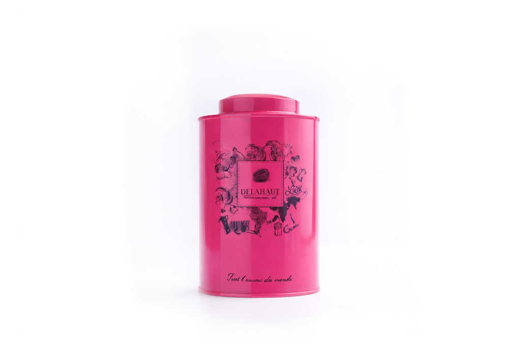 Boîte à café vide fuschia