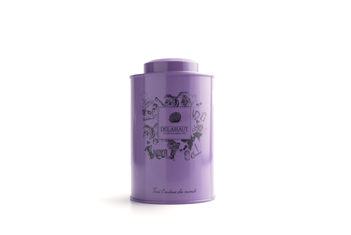 Boîte à café vide mauve