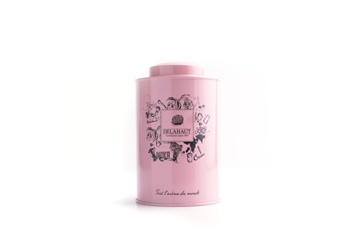 Boîte à café vide rose